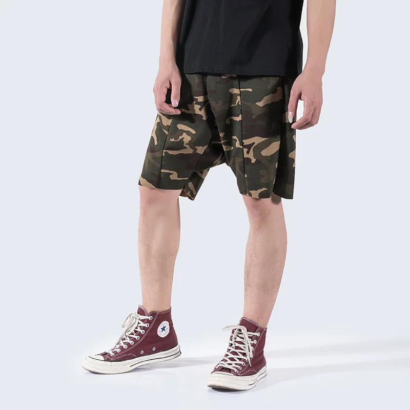 HMILY повседневные мужские короткие штаны Летние камуфляжные спортивные шорты с эластичной резинкой на талии дышащие хлопковые брюки до колена Мужские