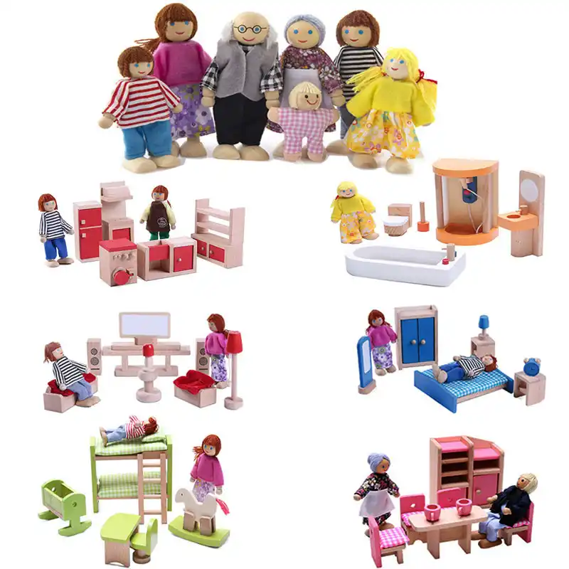 wooden doll family