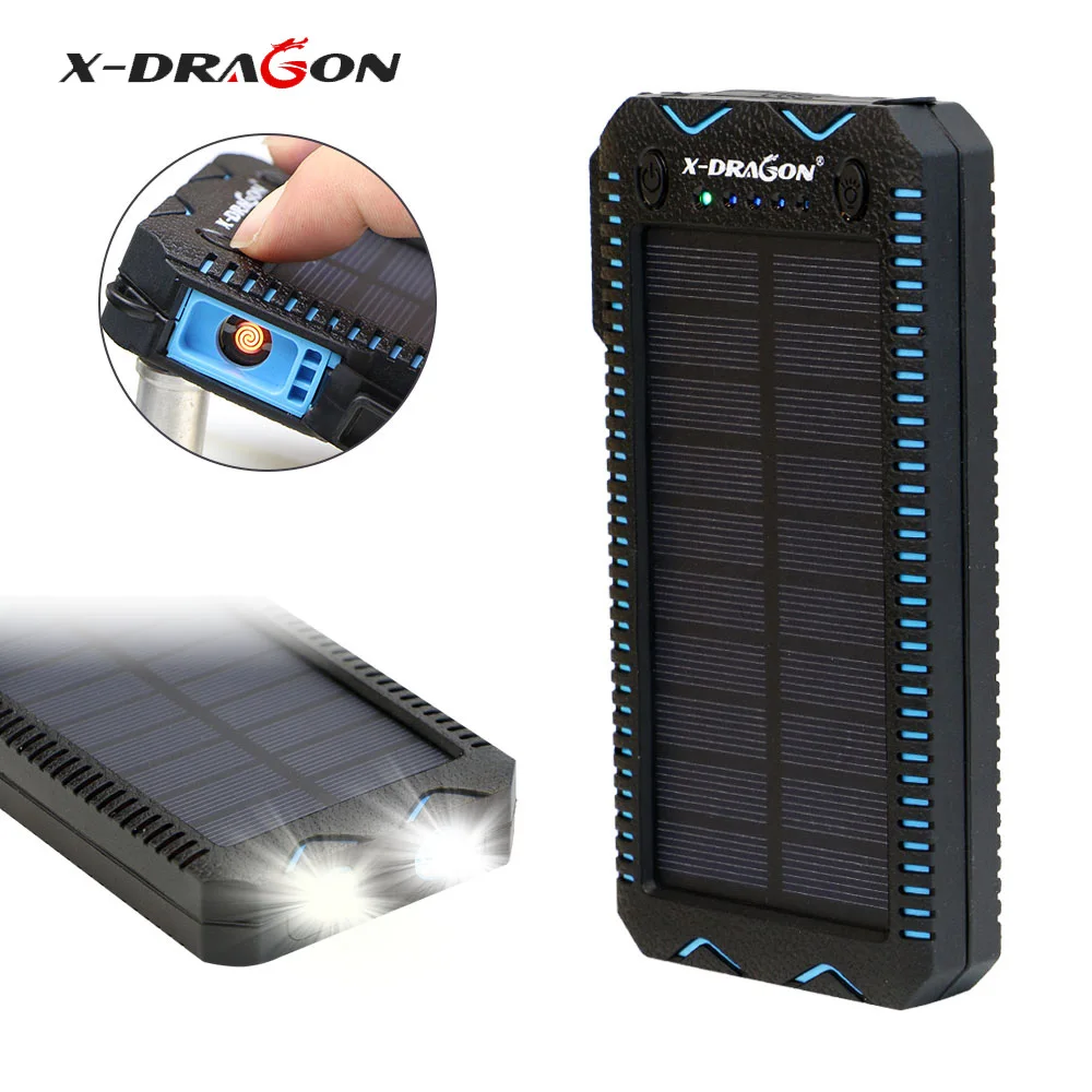 X-DRAGON Portable Solar Phone Chargers 15000mAh Solar Power Bank Charge for iPhone iPad Samsung Sony LG HTC Huawei Xiaomi etc.