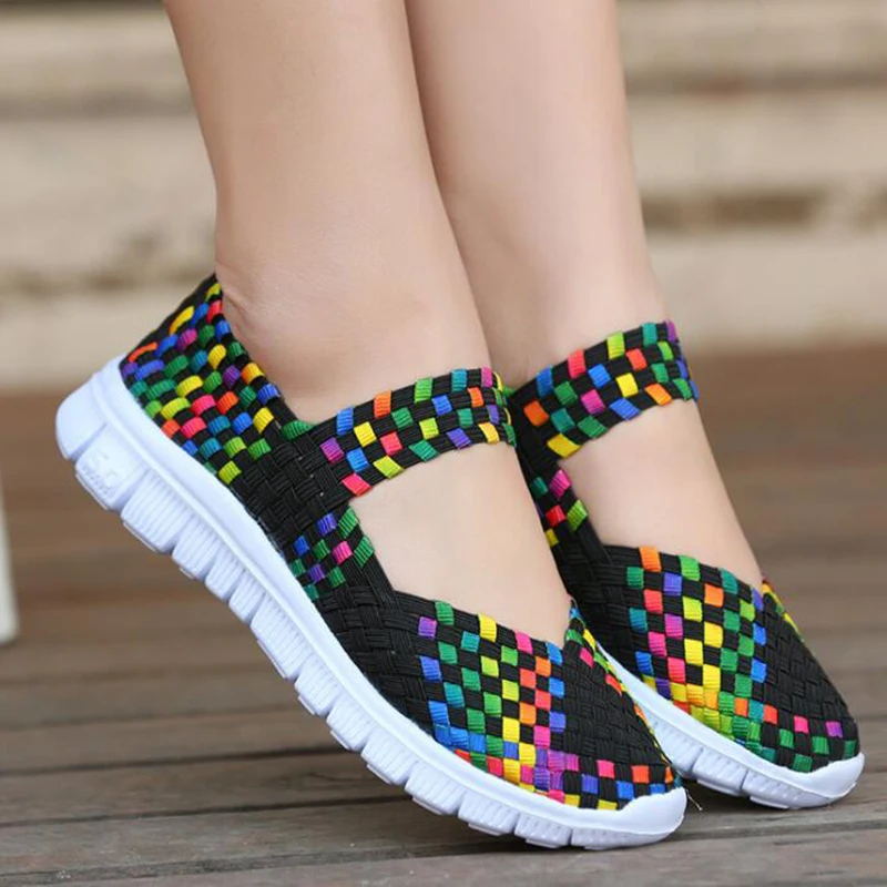 

Tangnest New 2019 Women Fashion Shoes Breathable Silp-on Shake Sole Flats Women Causal Mesh Loafer Soild Working Shoes XWD7021