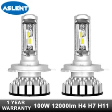 Buy Aslent mini size Bulb 100W 12000lm 6000K H4 Hi lo H7 H11 9005 9006 9012 Car LED Headlight Bulbs Auto Led Headlamp Fog Light 12v Free Shipping
