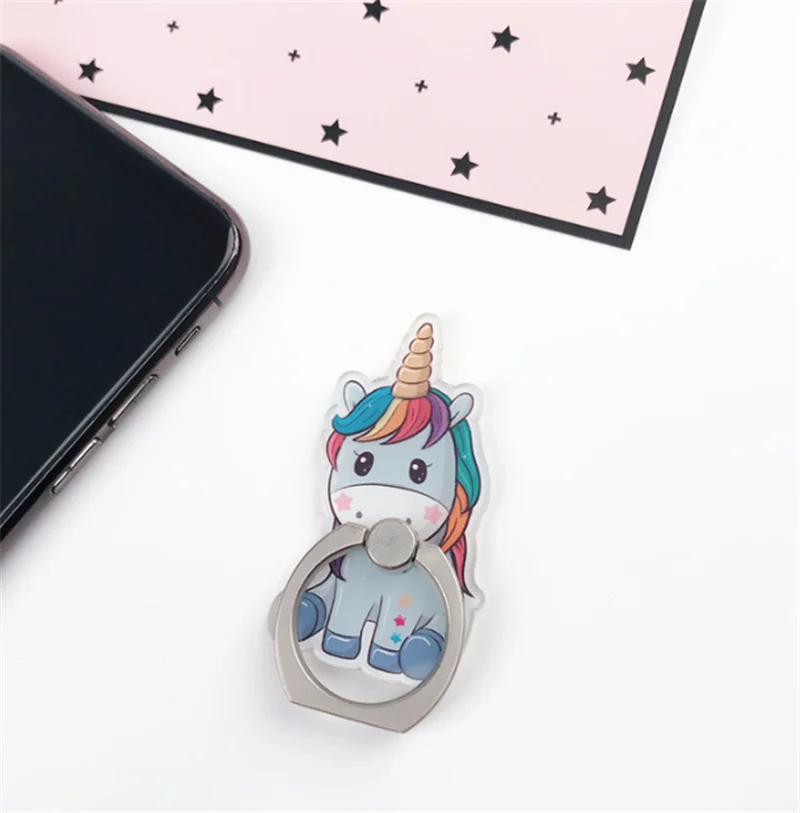 New Arrival Mobile Phone Holder Metal Finger Ring Holder Rainbow Unicorn Phone Ring Holder Cartoon Phone Stand Support - Цвет: G