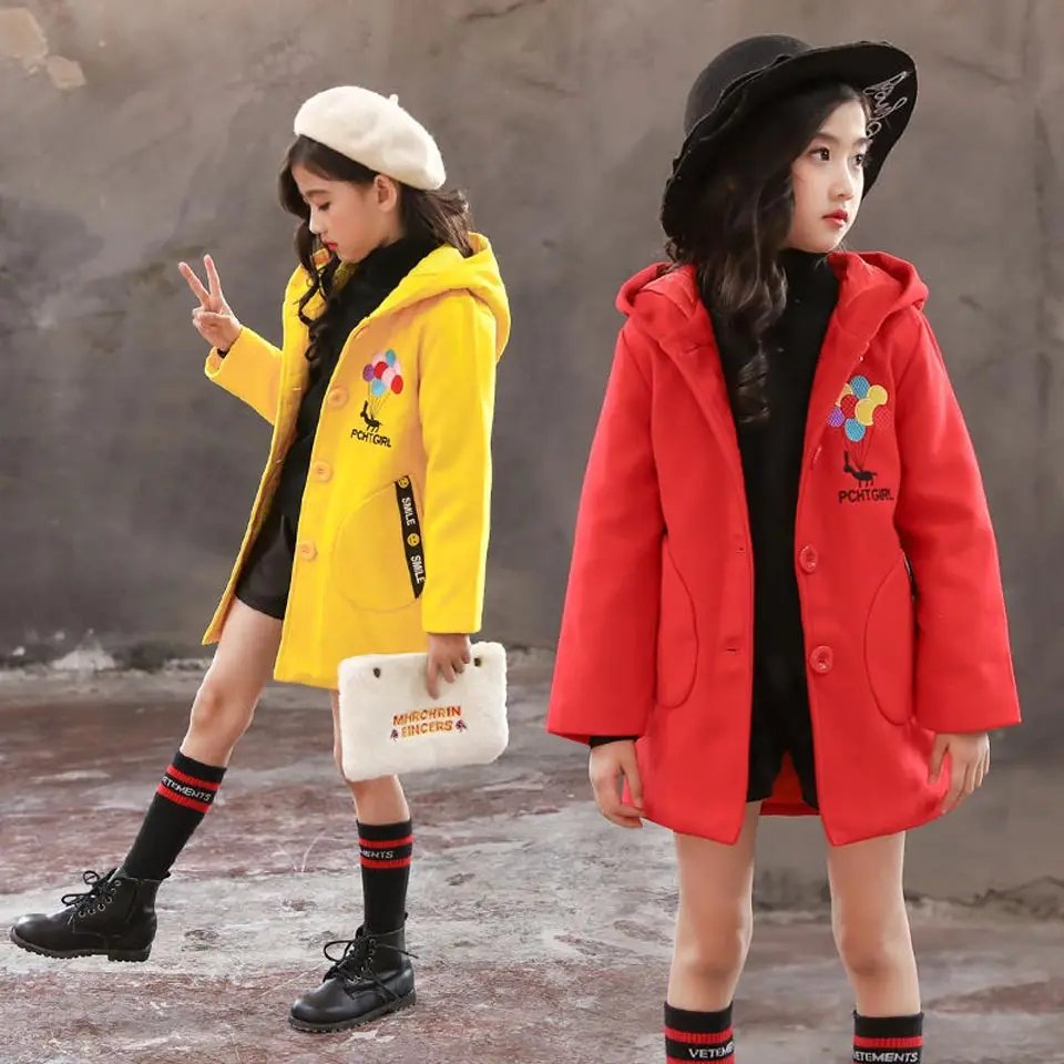 

Children Jacket Coat 2019 Spring Autumn Girls Outerwear Woolen Kids Winter Clothes Fashion Girls Windbreaker 4 6 8 10 12 13 Year