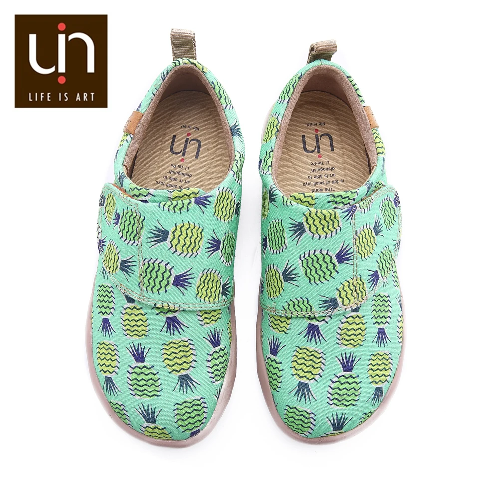 

UIN Pineapple Tree Design Casual Shoes for Little Boys/Girls Hook & Loop Soft Canvas Flats Toddlers Outdoor Kids Shoes