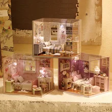 3D DIY деревянный миниатюрный 1/12 Кукольный дом мебель комплект принцессы дома мини Сборка Кукольный домик игрушки для детей подарки украшения