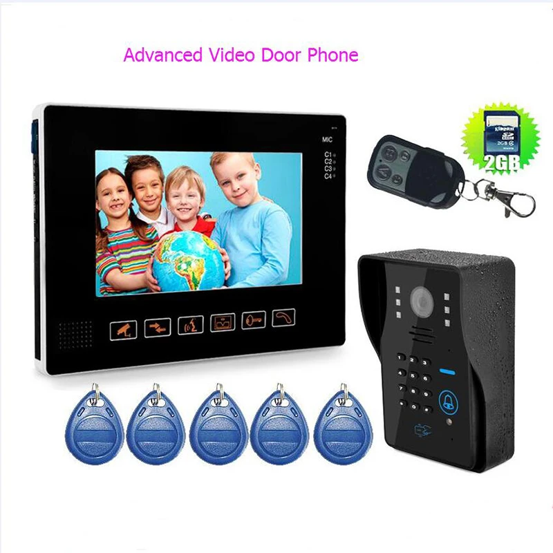 

Advanced HD 9" TFT Door Monitor Video Intercom Home Door Phone Recorder System SD/TF Card Supported Waterproof Rain Cover