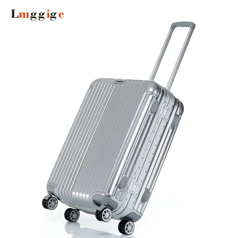 Aluminum frame PC Shell font b Luggage b font Mute universal wheel Suitcase Light font b