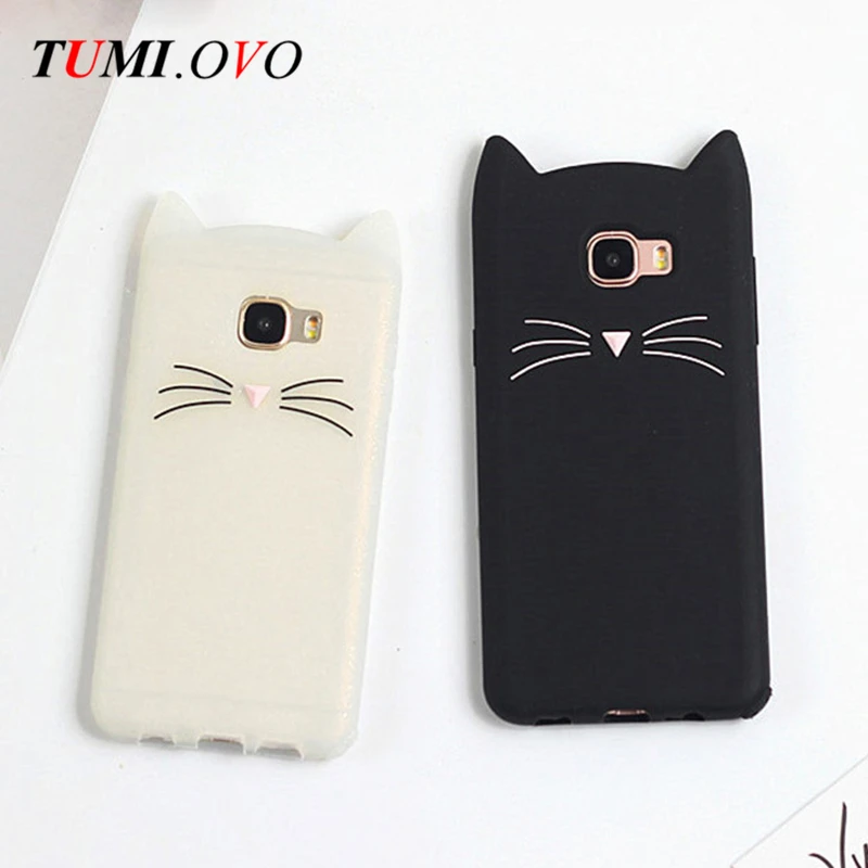 Cute 3D Cartoon Beard Cat Silicone Soft Case for Samsung Galaxy A3 A5 A7 J1 J3 J5 J7 2016 2017 S8 Plus S7 S6 Edge S5 S4 S3 Cover cases-for-s8+