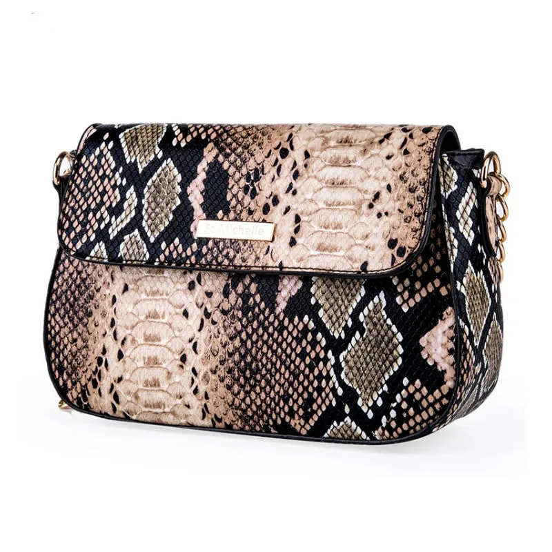 CUMYKA змеиная цепь кожи узор женские плечи сумки по диагонали дамы кроссбоди новая простая сумка маленькая сумка Полиуретановая подушка сумочка