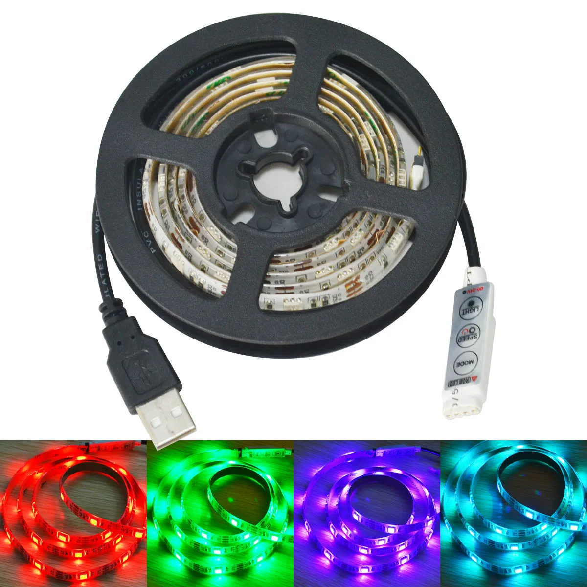 

10pcs/lot USB 30-SMD 5050 RGB LED Waterproof Light Strip (DC 5V / 1m )