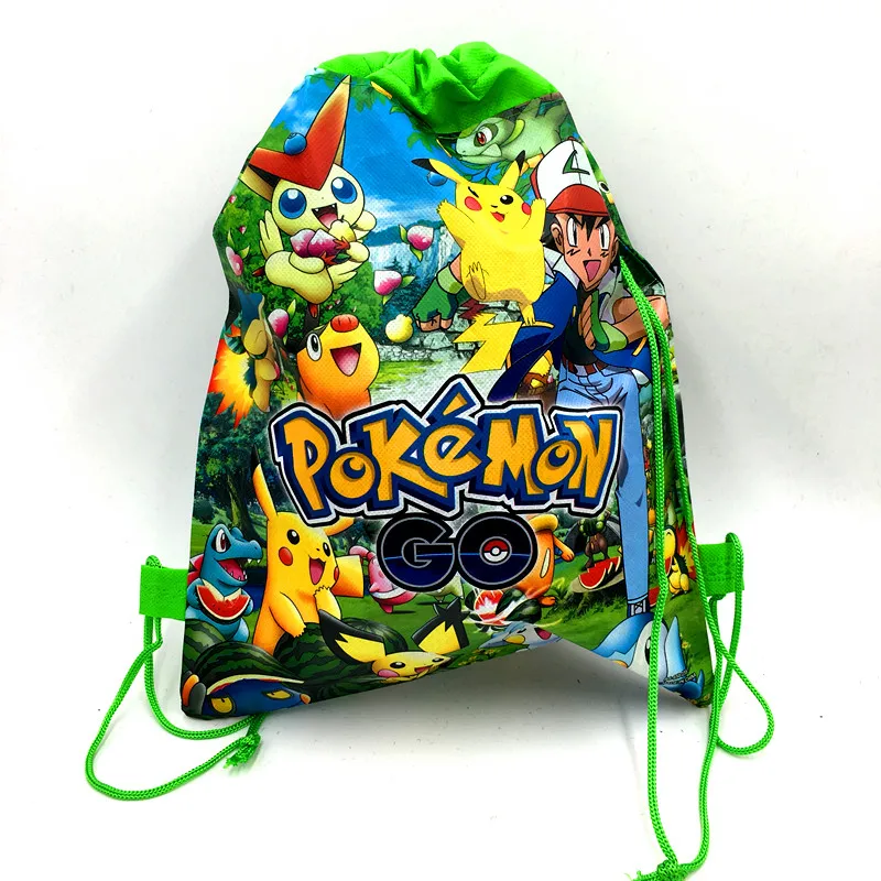 

1pcs/lot Pokemon Go string bags kids girl favor Pikachu string back bags Pokemon school string bags kids birthday party supplies