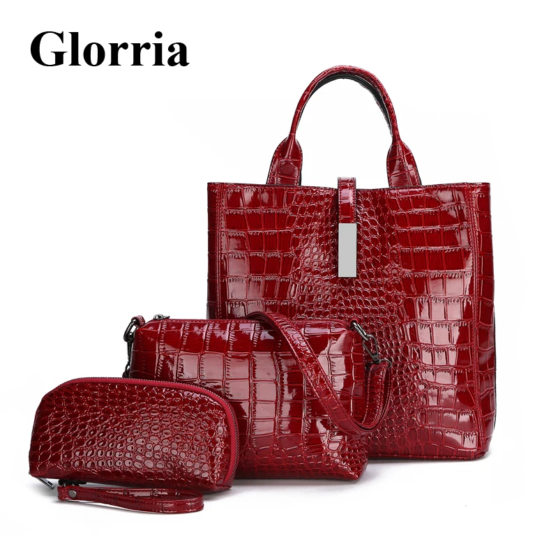 

Glorria 3 Pcs/set Alligator Composite Handbags for Women Leather Shoulder Bag Women Big Capacity Crossbody Bag Female Big Sac