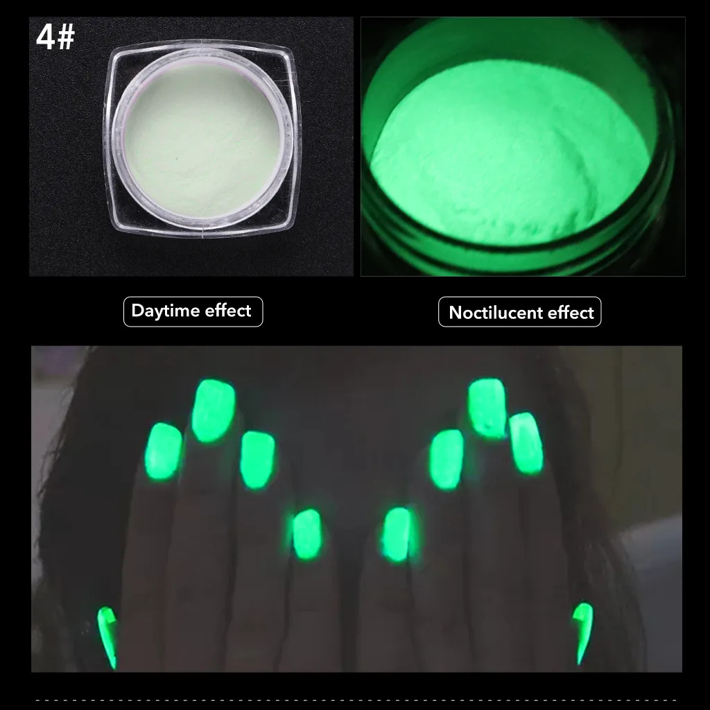 Светящиеся модели для дизайна ногтей светящиеся украшения для ногтей яркий лак для ногтей порошок светится в темноте пыль светящийся пигмент