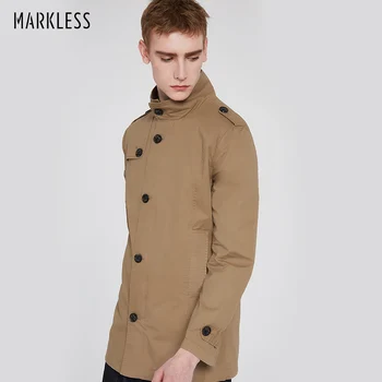 

Markless Trench Coat Men 2020 Autumn Fashion Casual 100% Cotton Windbreaker Coat Male Overcoat Long Jacket abrigo hombre