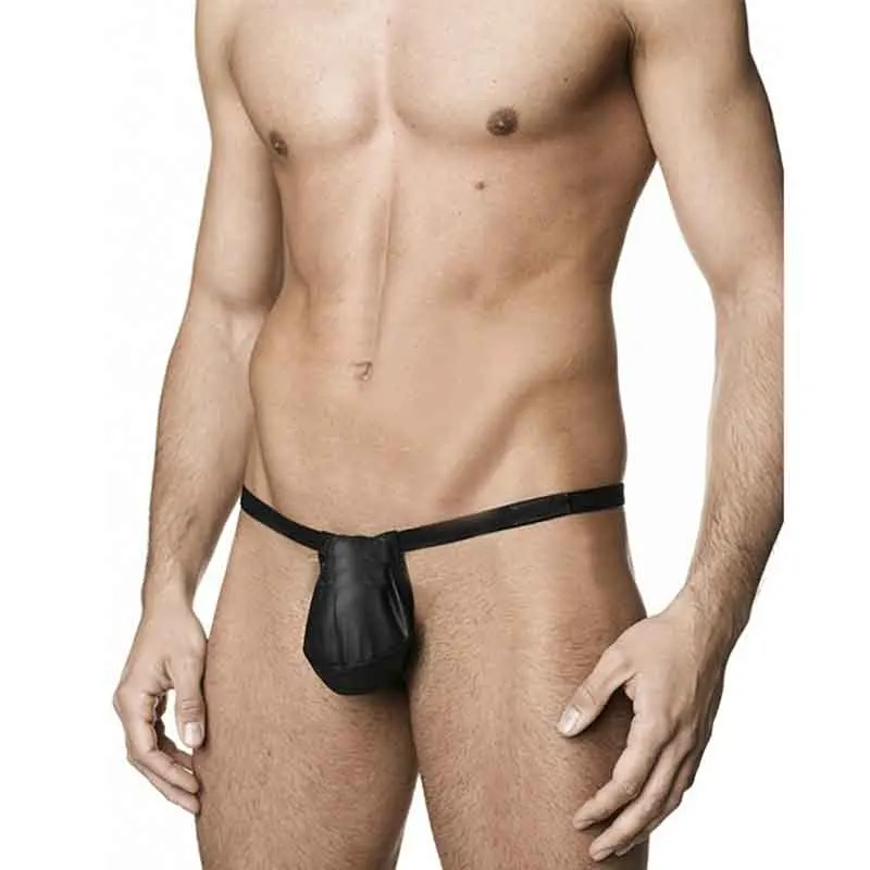 Men’s G strings Gay Fetish Sexy Vinyl Trunks Thongs Open Butt Underwear Boxers Briefs Faux PU Leather Jockstrap Underpants Black