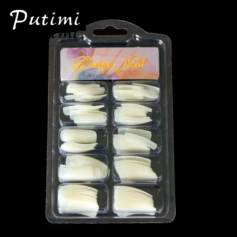 Putimi 100 шт половинные накладные ногти натуральные/прозрачные акриловые УФ-гель накладные Типсы для маникюра половинные накладные ногти