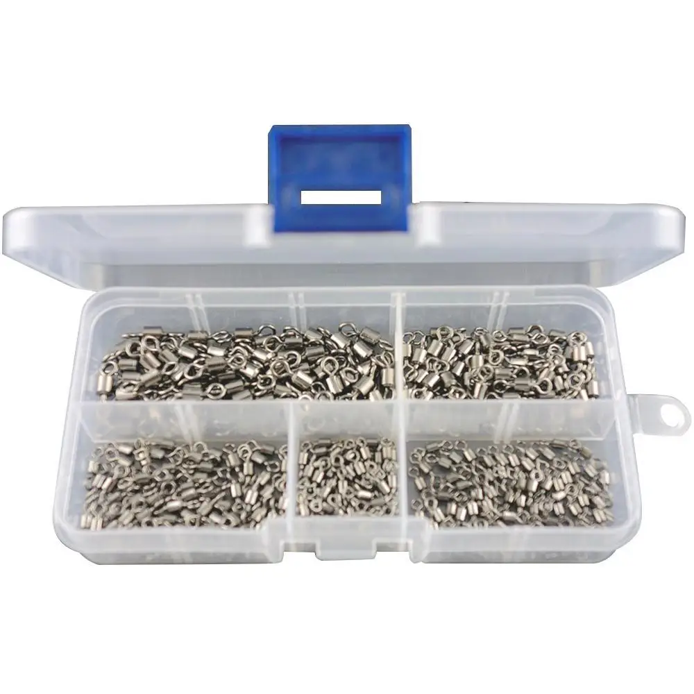 

300pcs/box Size 2 4 6 8 10 Fishing Rolling Swivel High-strength Stainless Steel Rolling Barrel Swivel Fishing Tackle