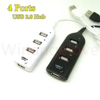 

500pcs black & white 4 Port USB 2.0 charing Hub USB Port Sharing Switch charger For phone Laptop PC Computer