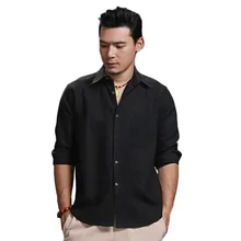 Осенняя мужская рубашка в китайском народном стиле из чистого льна, мужские рубашки, тонкая мужская рубашка