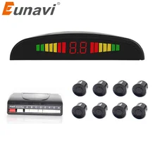 Ограниченное по времени предложение Eunavi автомобильный детектор реверсивный радар светодиодный дисплей парковочные датчики 8 Реверсивный Автомобильный детектор системы парктроник