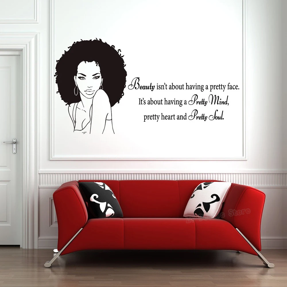 Beauty Quotes Wall Stickers Salon Beauty is having a Pretty Mind and