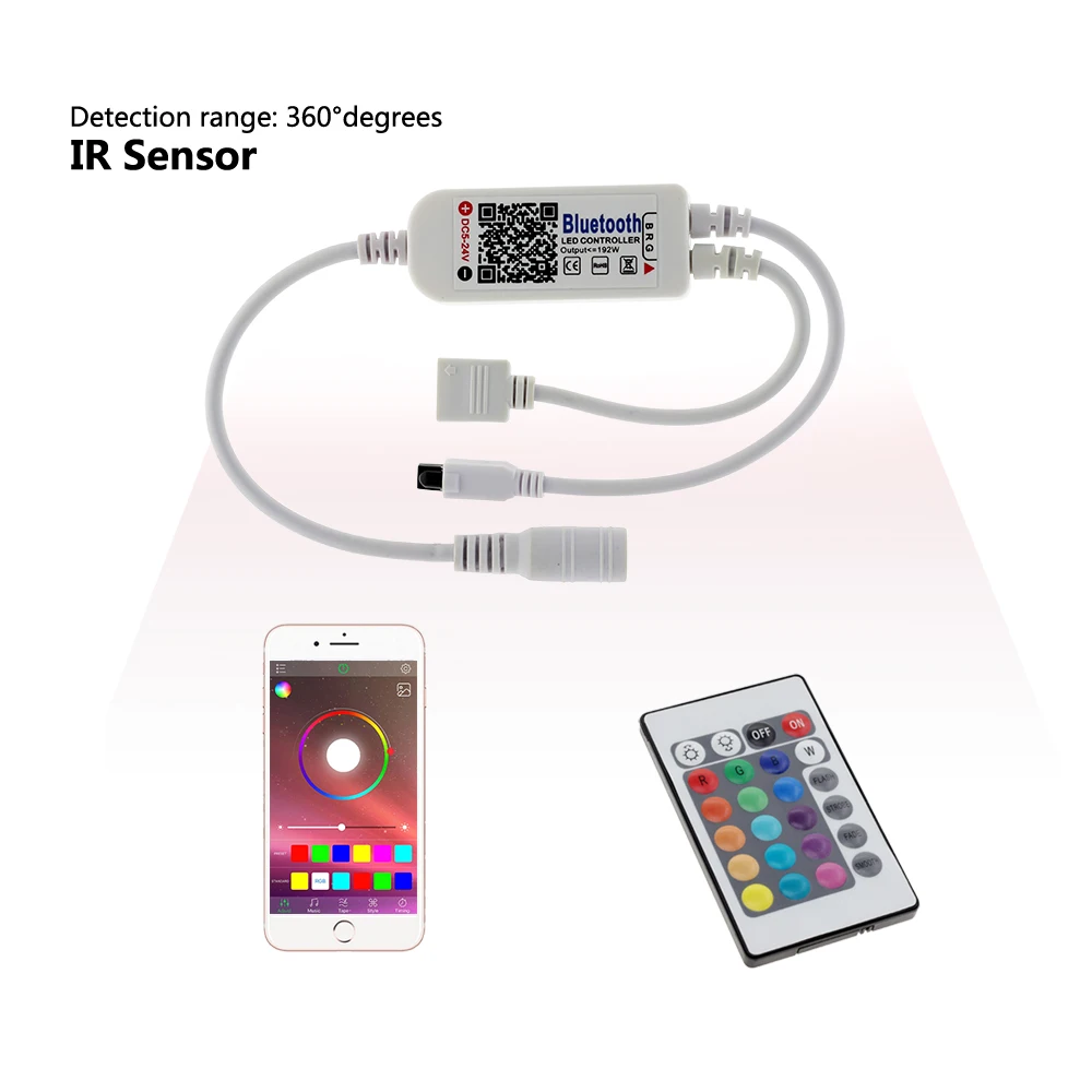 DC 5V 12V 24V Мини Bluetooth WiFi LED RGB RGBW контроллер iOS Android APP 24Key ИК пульт дистанционного