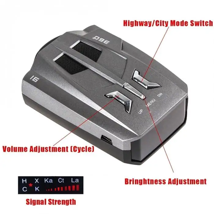 1 шт. автомобиля скорость радар детектор голосового оповещения Предупреждение 16 Группа 360 градусов безопасный для вождения XR657