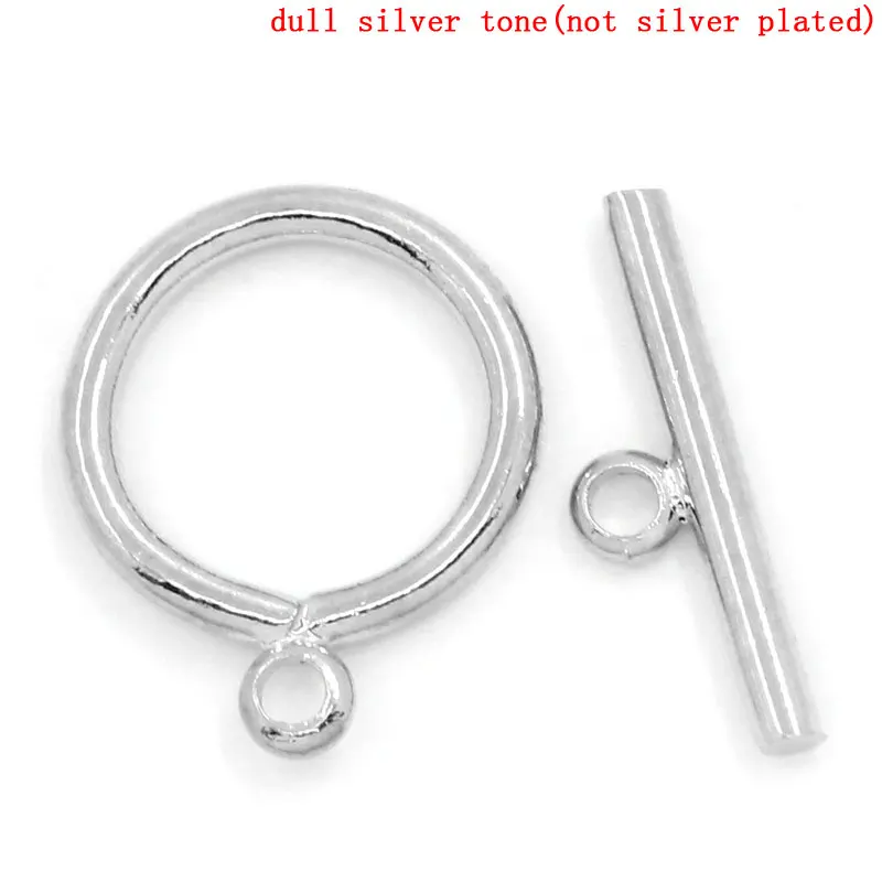 

DoreenBeads Copper Toggle Clasps Round Silver Tone 15mm x12mm( 5/8" x 4/8") 15mm x4.5mm( 5/8" x 1/8"), 2 Sets 2017 new