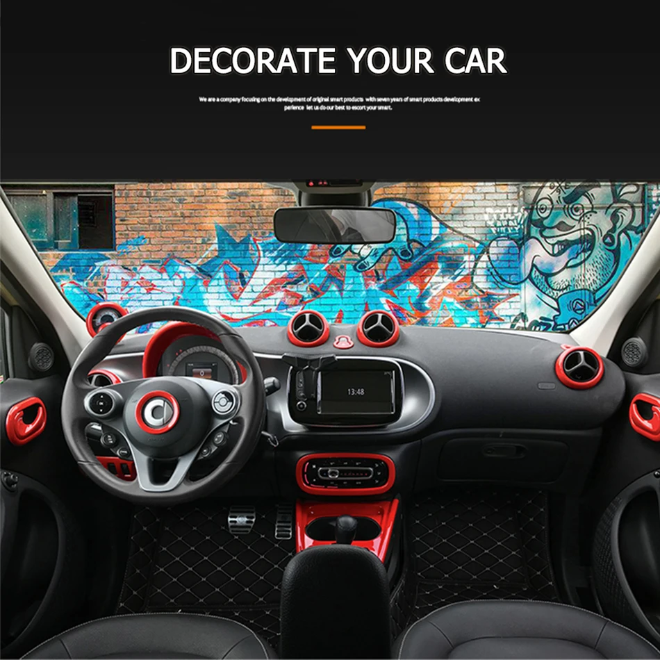 Linson New 2019 Red Color Car Interior Decoration Armrest Mat For Smart 453 Fortwo Forfour Car Moulding Interior Mouldings Aliexpress