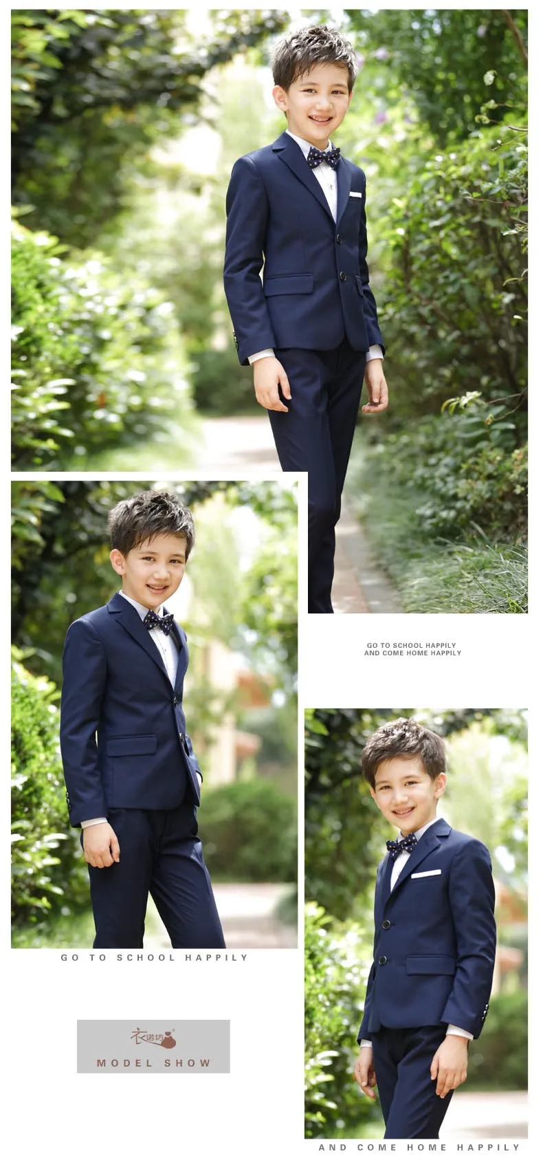 2017 Flat V-neck Real Kids Tuxedo Suit 3pcs Boys Suits For Weddings Prom Wedding Dress For Tuexdo Children Clothing Set For  (3)
