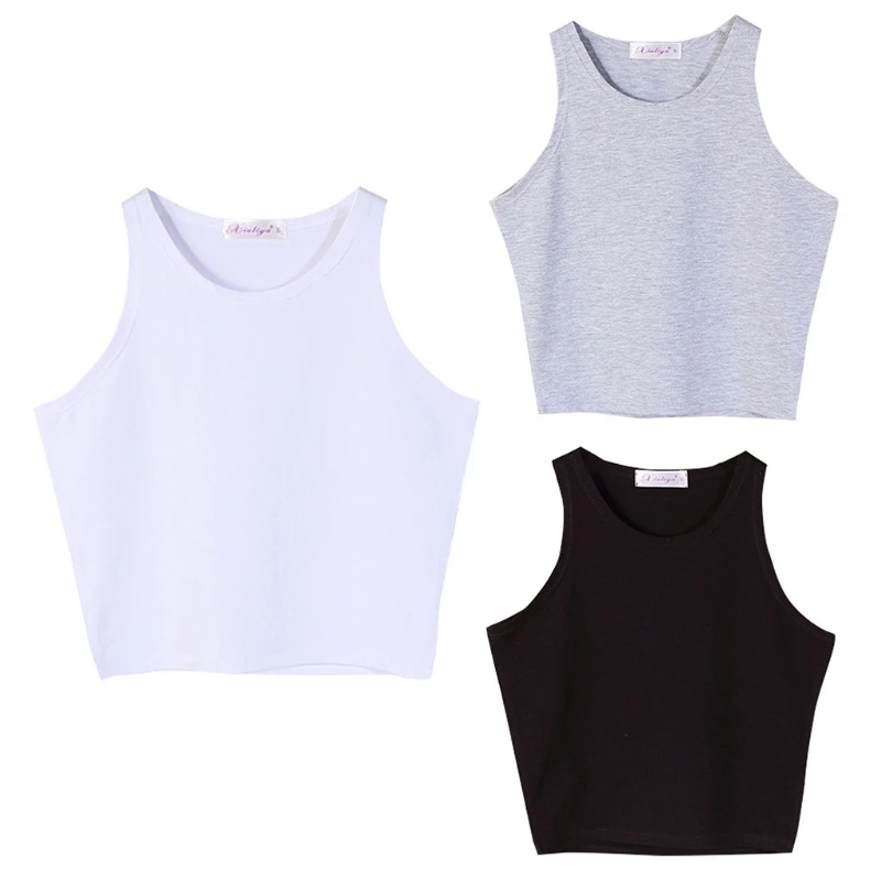 

Women Casual Bandage Sleeveless Tank Slim Short Tops Solid Bodycon Summer Blouse