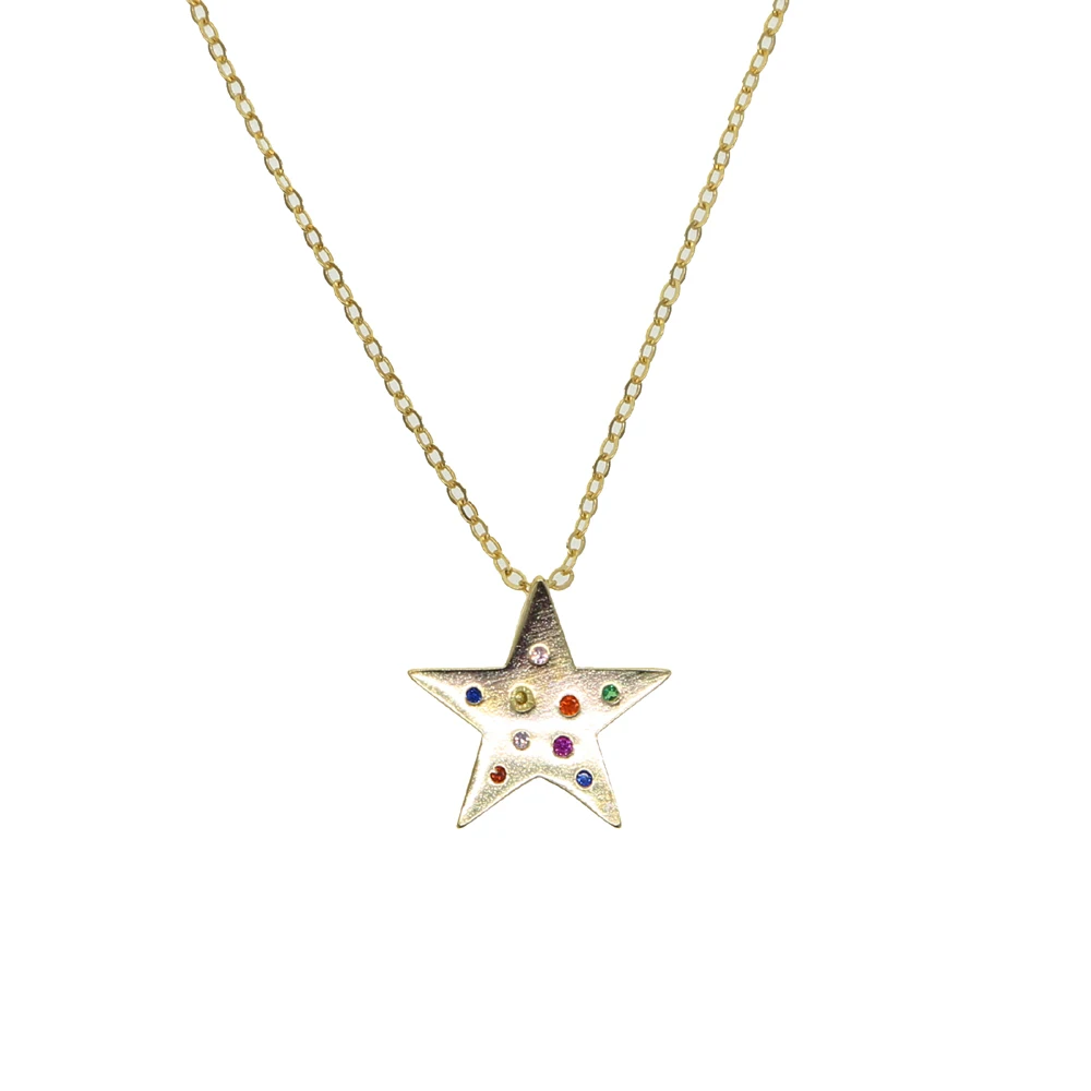 Микро закрепка разноцветный кулон с маленькой милой минималистичной звездой