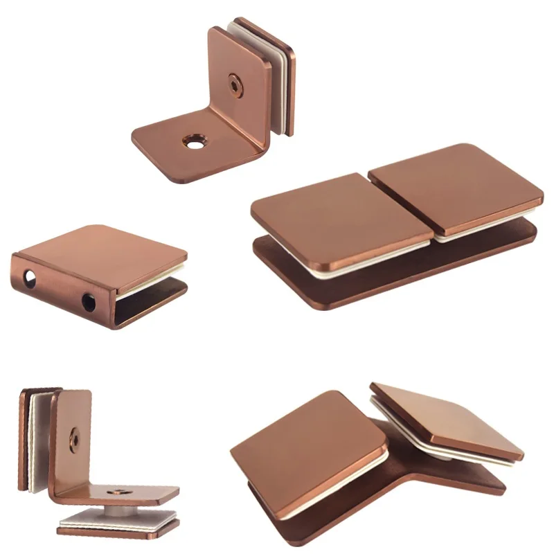 

304 Stainless Steel Glass Clamp Frame Bracket Heavy Truss Bracket Shower Room L-type Camp Bathroom Clip Rose Gold Glass Clip