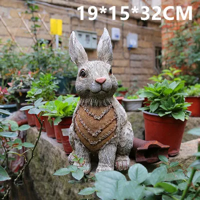 Resin Art Decoration Cartoon Sculpture Decoration Simulation Animal Rabbit Garden Decoration Outdoor Oraments - Цвет: B