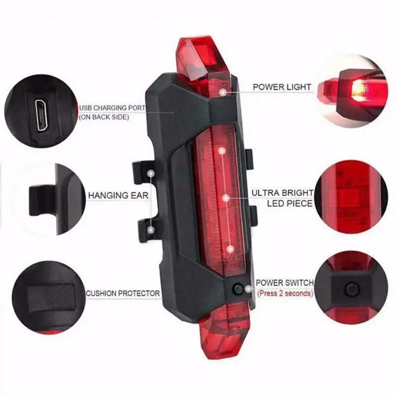 Аксессуары для велоспорта, велосипедный фонарь, USB светодиодный перезаряжаемый комплект для горного велосипеда, Передняя Задняя фара