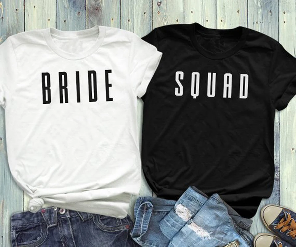 Bride Squad Coupled Lovers T-Shirt Honeymoon Bacheloretter Party Tee Bridesmiad Shirt Causal Weeding Gift Tops Feminise t shirt Bride Squad Coupled Lovers T-Shirt Honeymoon Bacheloretter Party Tee Bridesmiad Shirt Causal Weeding Gift Tops Feminise t shirt