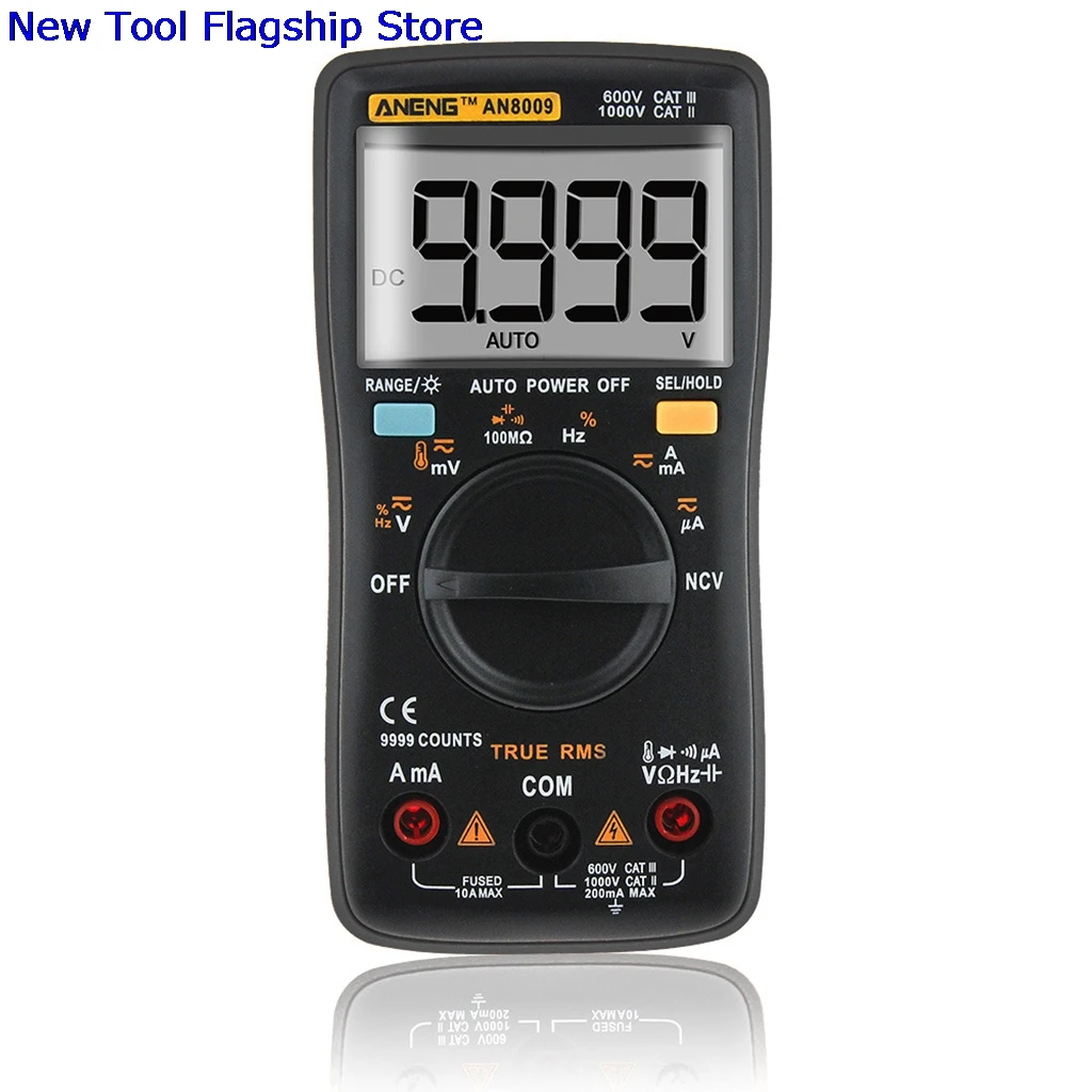 

AN8009 True-RMS Auto Range Digital Multimeter NCV Ohmmeter Voltage Ammeter Black