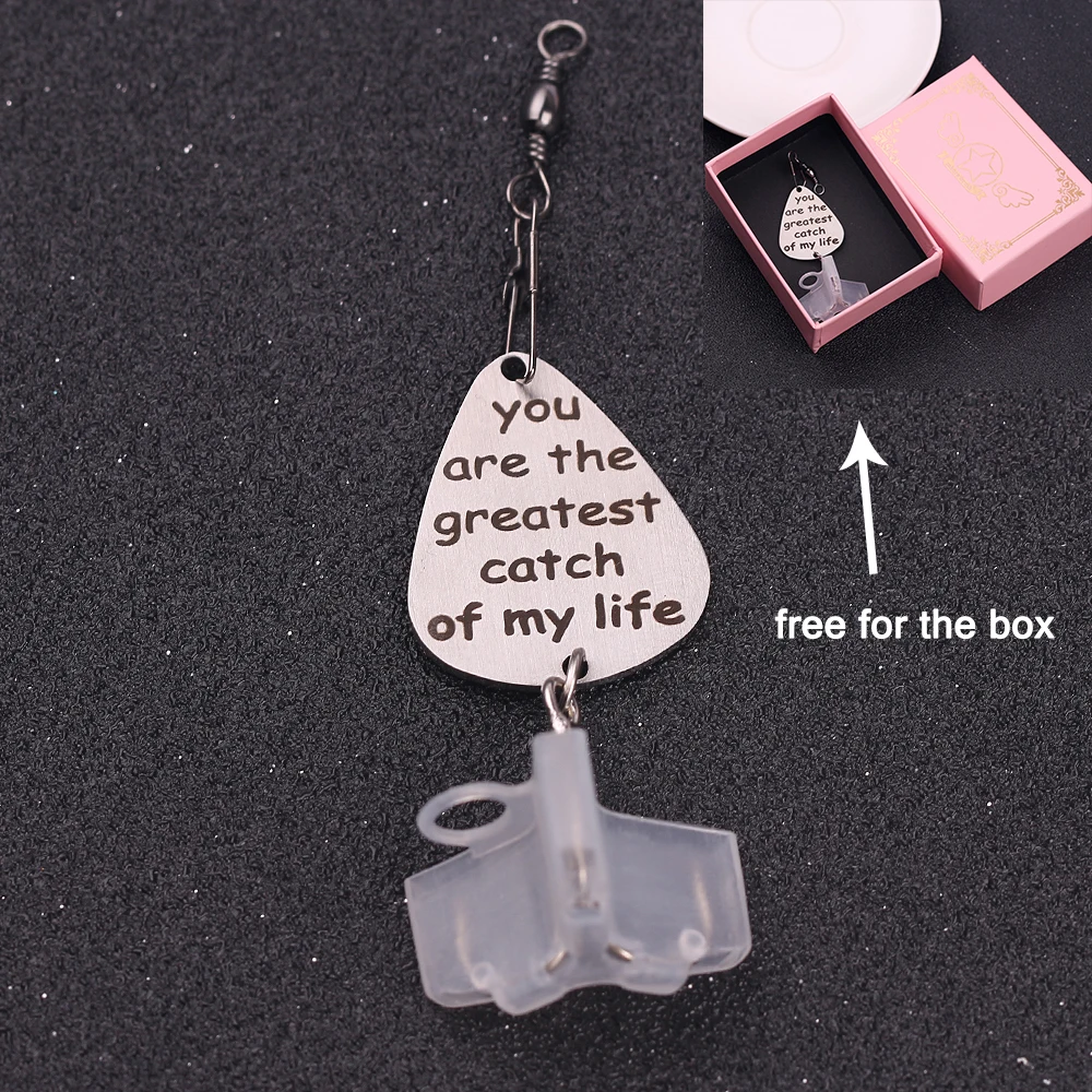 

Stainless Steel Personalized Fish Hook Pendant You are my greatest catch of my life Fishing Lure Keyring Customized Gift for Men