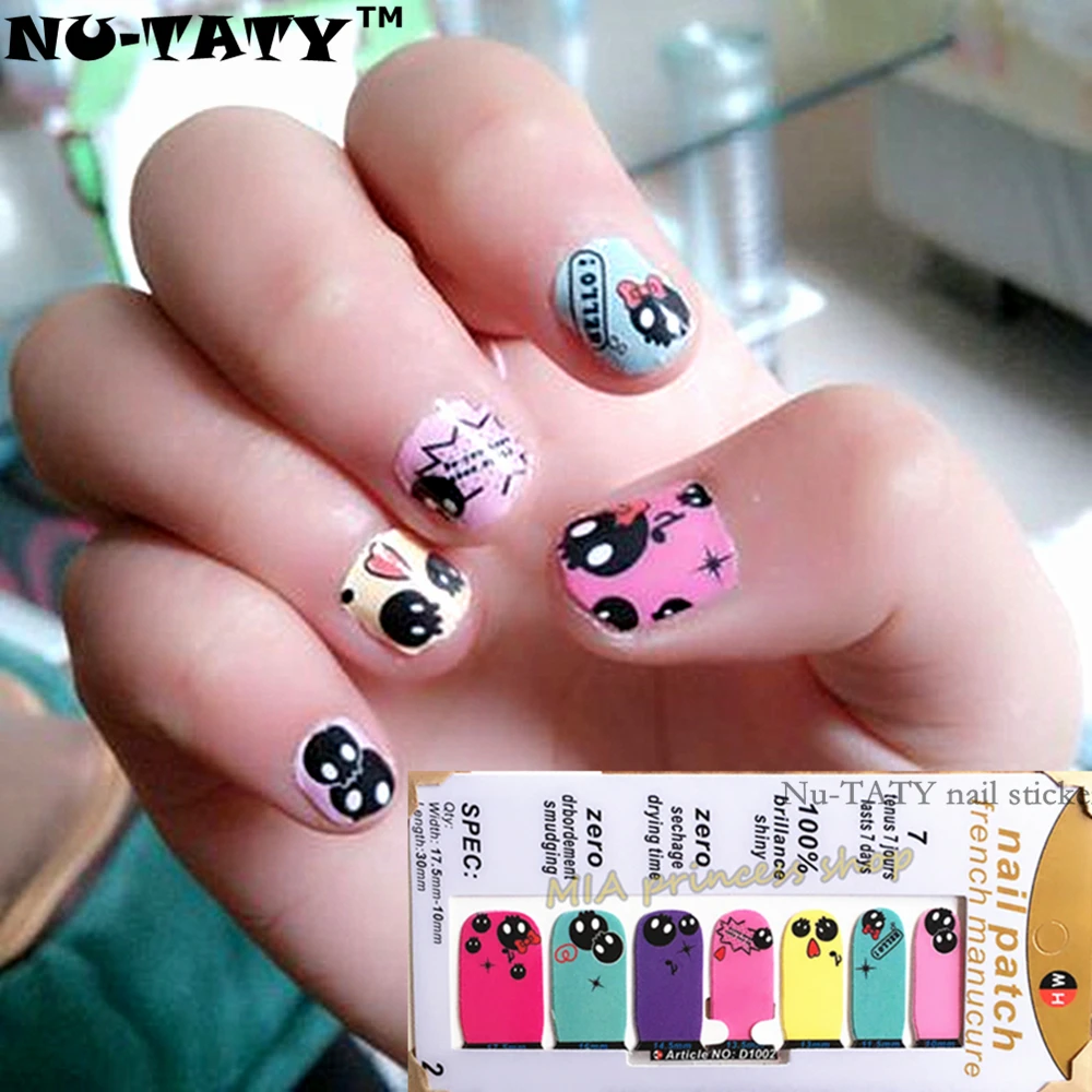 Nu TATY Lucu Colorful Hantu Nail Sticker 14 Pcs Set Tahan Air Nail
