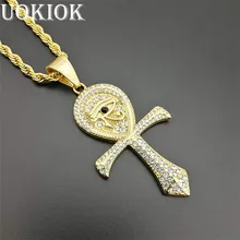 Ожерелье в стиле хип-хоп с подвеской в виде креста Ankh золотого цвета из нержавеющей стали, египетские ожерелья HORUS, египетские Украшения
