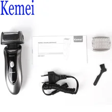 Kemei Electric Razor Shaving Barbeador for Men Floating Shaver with 3 Replacement Heads Rechargeable Electric Shaver for Men