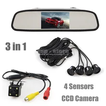 DIYKIT Video Parking Radar 4 Sensors 4.3 Inch Car Mirror Monitor + 4 x LED Ccd Car Rear View Camera Parking Assistance System