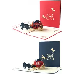 Свадебные каретки 3D Поздравительные открытки лазерная резка свадебные приглашения влюбленные открытки полые Киригами ручной работы