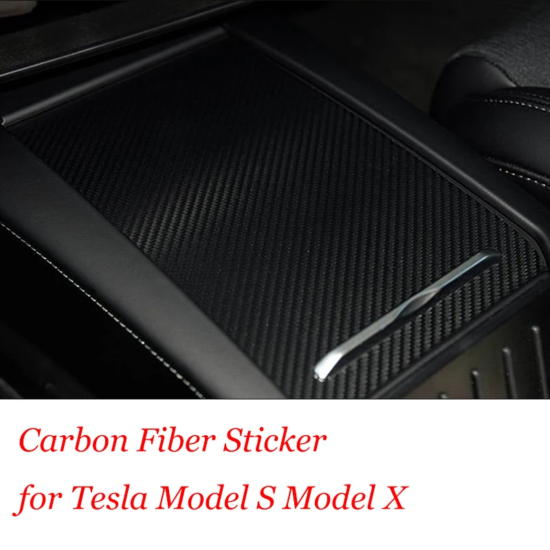 Details about   For Tesla Model S X Car Armrest Storage Box Cover Sticker Carbon Fiber Decal 