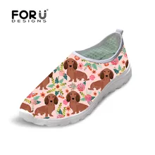 FORUDESIGNS Для женщин Туфли без каблуков такса собака печати Летняя женская обувь легкие кроссовки сетки Женский сетки обувь на платформе