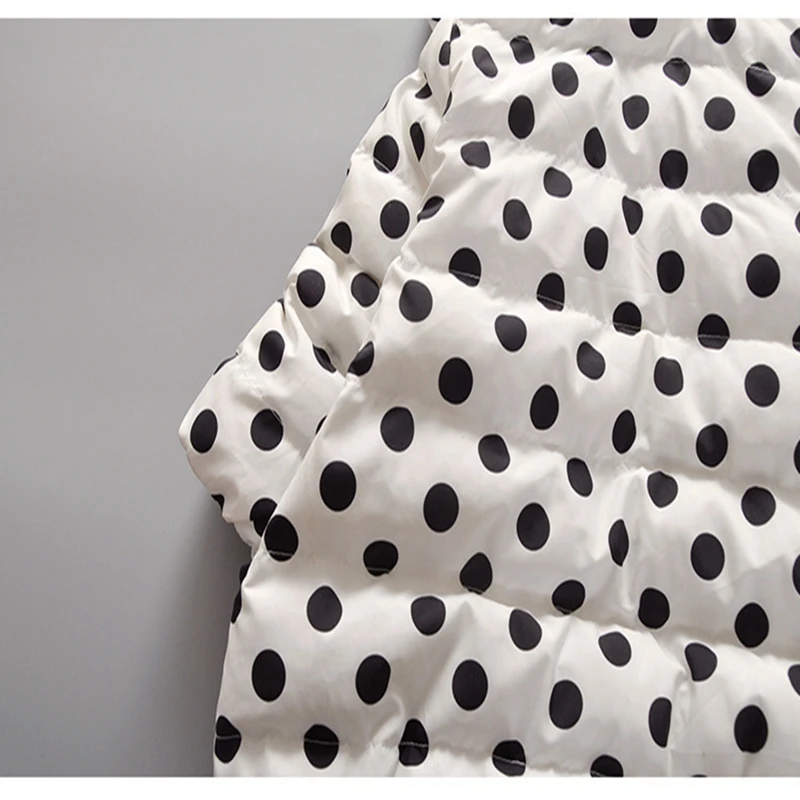 Baby girl Coat In Winter Zipper hooded Polka dot long tail hat Bow-tie pockets  cotton-padded jacket for Kids Children warmed up (3)
