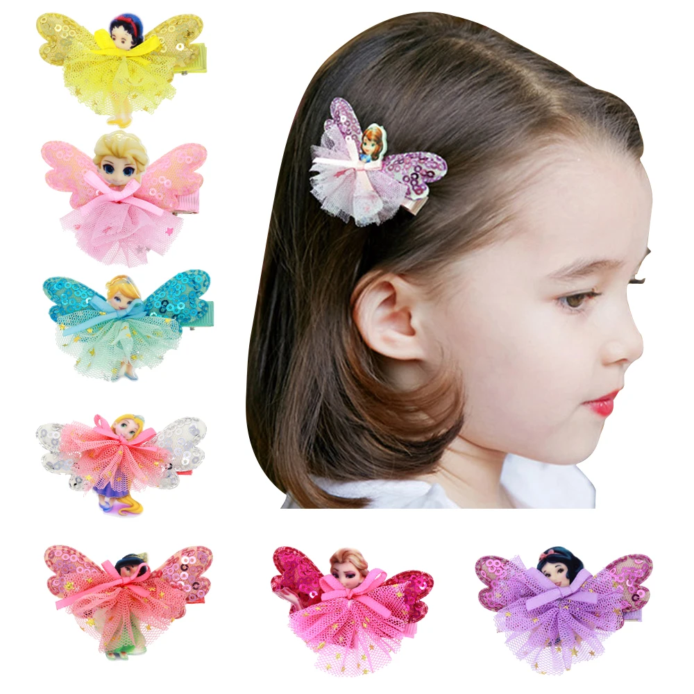 

JRFSD 7pcs/set New Fashion Girls Headband Hair Clip Cartoon Images Hair bands Princess Mini Dress Hairgrip Kids Hair Accessories