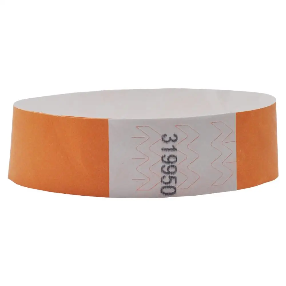 100 шт сплошной цвет 3/4 дюймов Тайвек браслеты с номерами серии, Тайвек бумага ID браслеты для вечерние мероприятия - Цвет: Orange