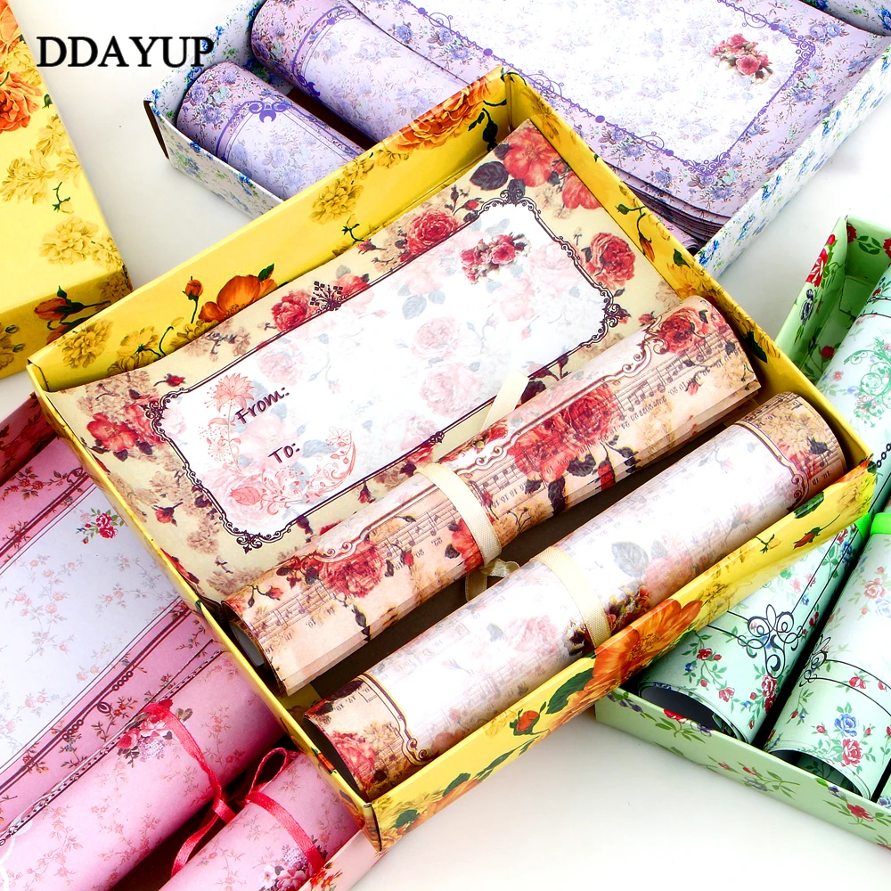 

Cute Flowers Paper Envelope Love Letter Envelopes With Box Storage For Card Scrapbooking Kids Gift Stationery