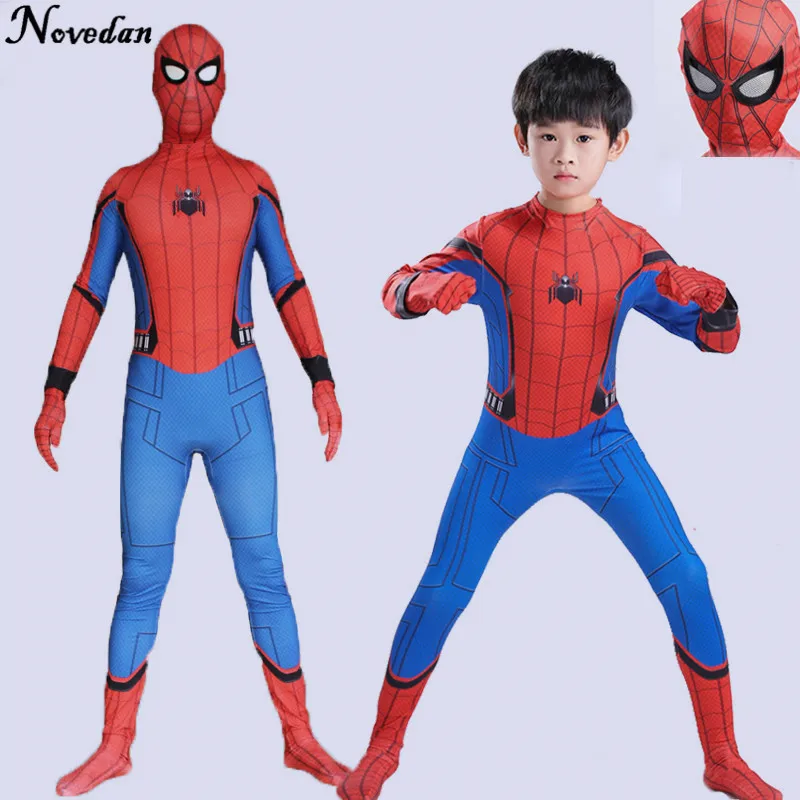 

Homecoming Costume Kids Child Amazing Mask Costume Suit Man Boys Spandex Red Purim Halloween Adult Men Cosplay